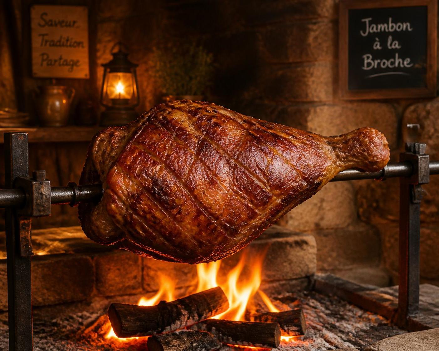 découvrez la recette du jambon à la broche cuit au feu de bois pour une saveur authentique et irrésistible. un secret de cuisson qui ravira vos papilles !