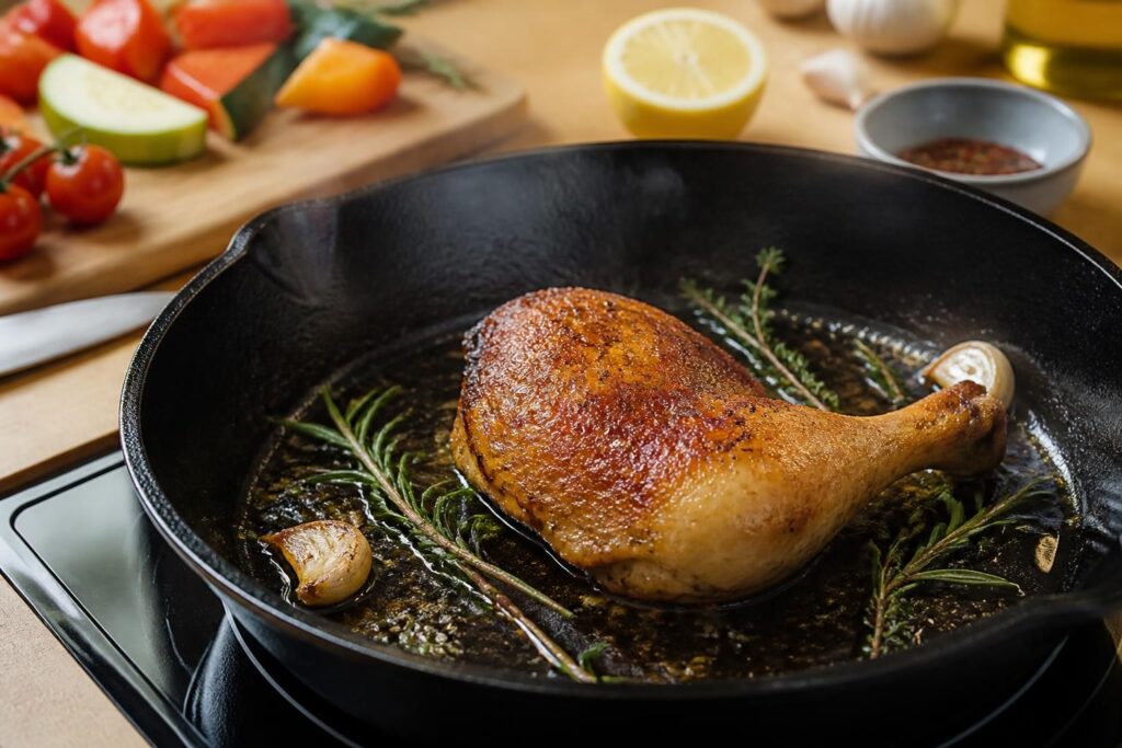 découvrez nos astuces pour une cuisson savoureuse et saine de la cuisse de poulet à la poêle, pour un repas délicieux et équilibré en toute simplicité.