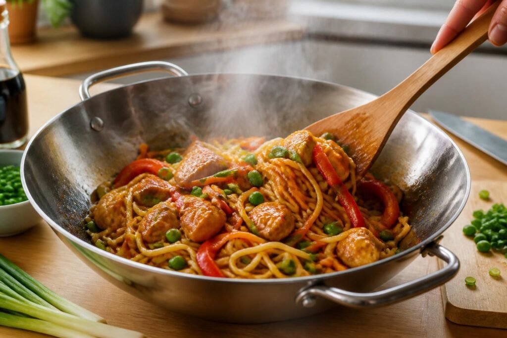 découvrez nos astuces simples et rapides pour préparer des nouilles sautées au poulet savoureuses, idéales pour un repas délicieux en un rien de temps.