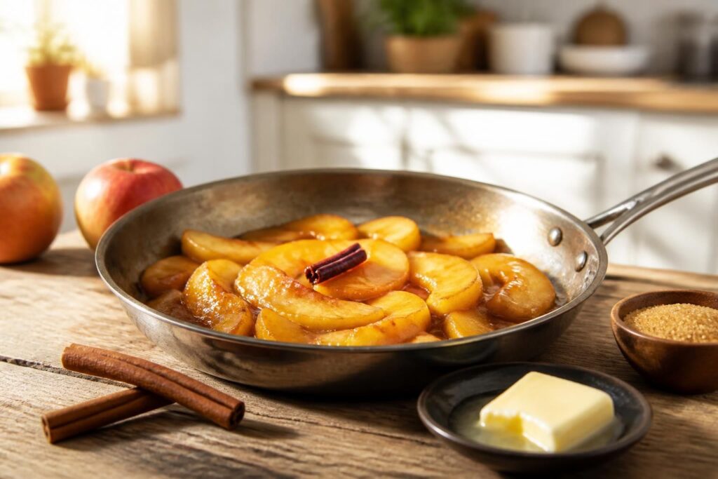 découvrez comment réaliser des pommes à la poêle facilement pour un dessert fondant et rapide qui ravira toute la famille.