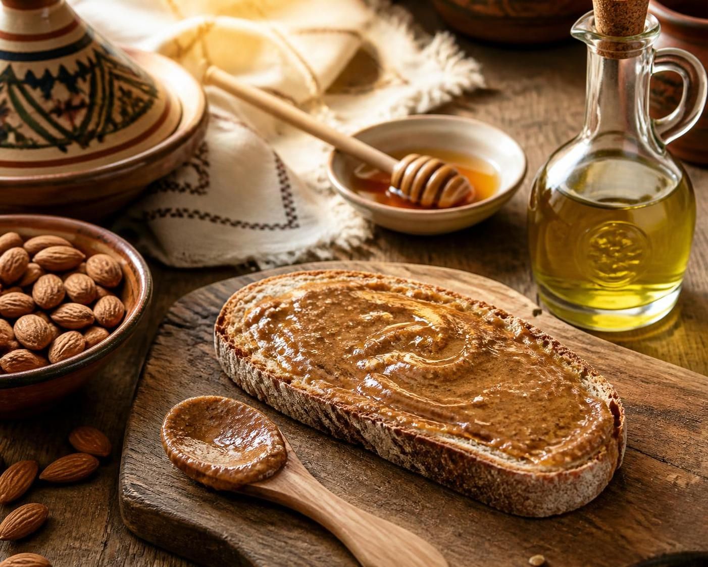 découvrez l'amlou marocain, l'ingrédient secret pour une tartine saine et gourmande, alliant tradition et saveurs naturelles pour un délicieux petit-déjeuner.
