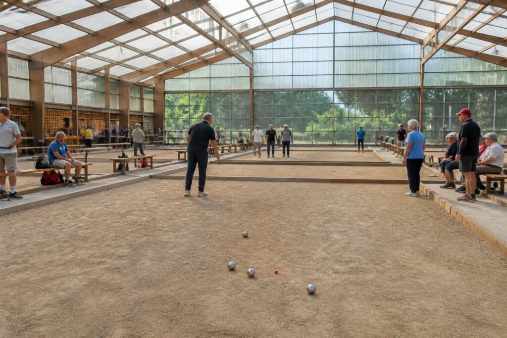 découvrez nos boulodromes couverts pour pratiquer la pétanque toute l'année, à l’abri des intempéries, dans un espace confortable et convivial.