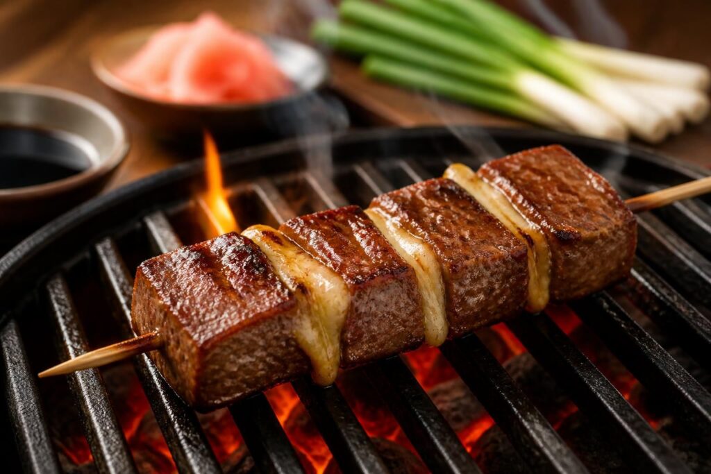découvrez la brochette yakitori bœuf fromage, une alliance gourmande et savoureuse qui ravit les amateurs de barbecue. parfaite pour des repas conviviaux et pleins de saveurs.