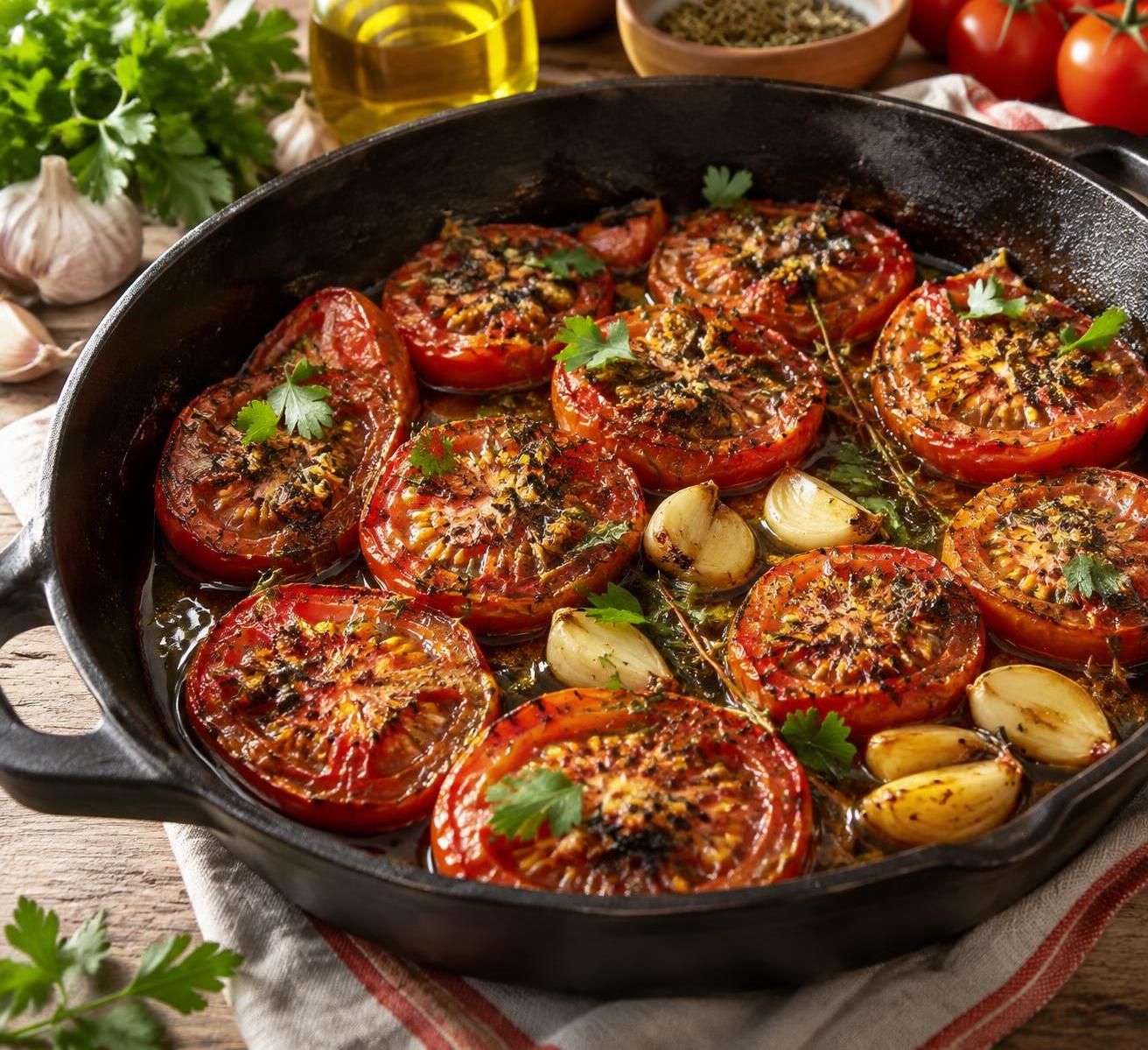 découvrez l’astuce pour préparer des tomates provençales à la poêle, savoureuses et rapides, avec ail, herbes de provence et une touche d’huile d’olive.