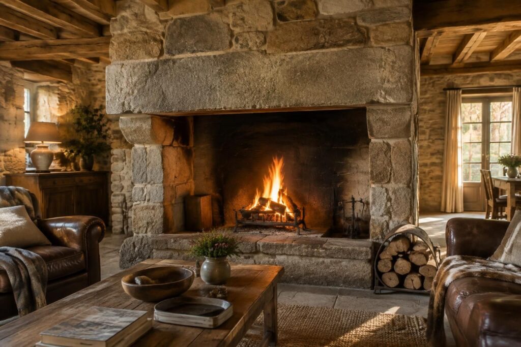 découvrez le charme intemporel d’une cheminée en granit, un élément rustique et élégant qui réchauffe la maison et traverse les générations.