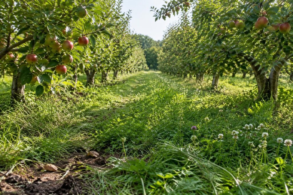découvrez comment enherber votre verger ou vos allées pour favoriser un sol vivant, préserver l’humidité et accueillir la biodiversité.