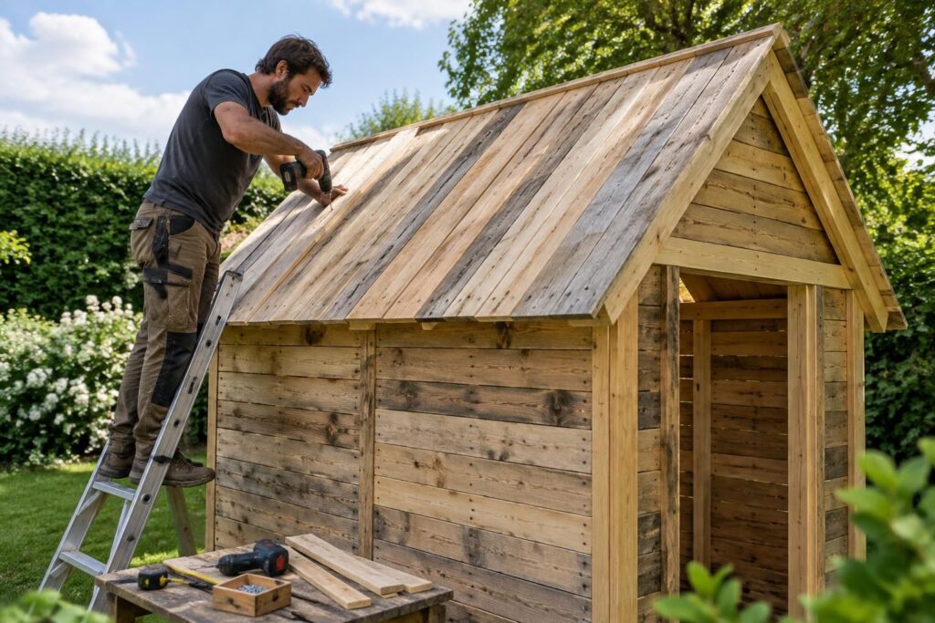 découvrez comment réaliser une toiture en bois de palette pour votre abri de jardin, avec des conseils pratiques pour un résultat solide et économique.
