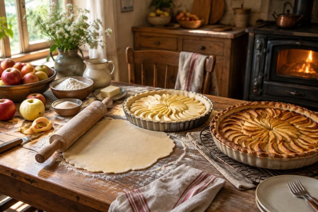 préparez une tarte aux pommes simple et généreuse, comme à la ferme, grâce à une recette pas à pas facile à suivre.